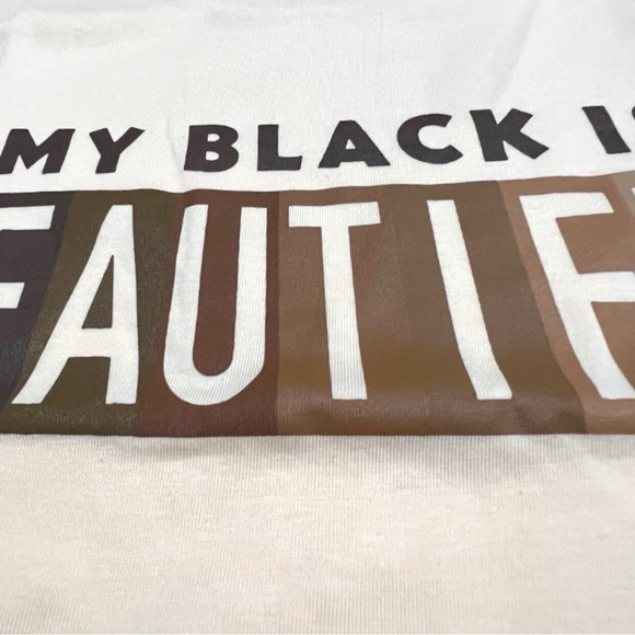 Adult Medium Cream 100% Cotton Tee My Black is Beautiful NWT - Picture 4 of 7
